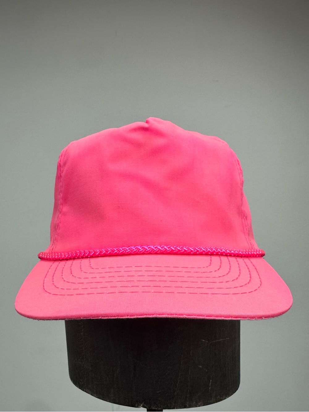 Vintage Deadstock OTTO Sun Faded Pink 5 Panel Braided Rope Hat